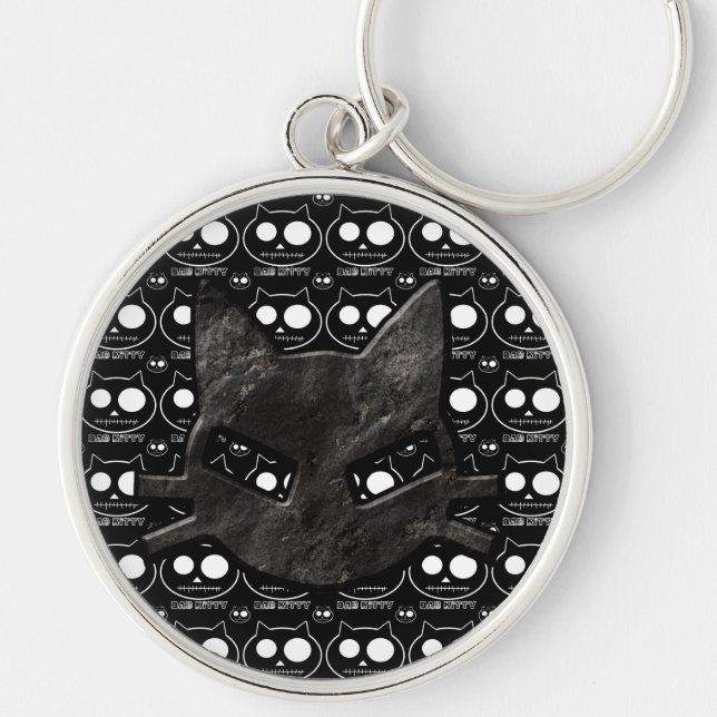 Bad Kitty Skulls Black Gothic Key Chain (Front)