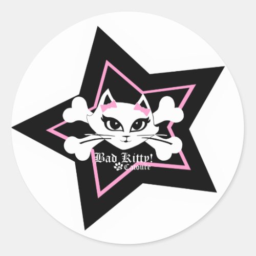 Bad Kitty Stickerz Classic Round Sticker