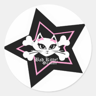 Bad Kitty Stickerz Classic Round Sticker