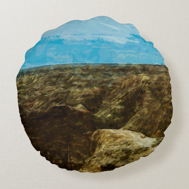 Bad Lands National Park South Dakota Abstract Round Pillow (Back)