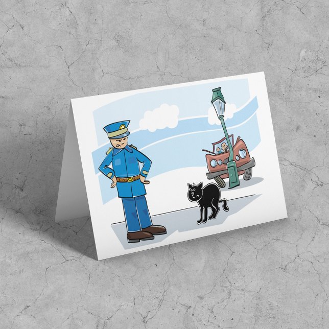 Bad Luck Black Cat Policeman and Accident Card (Creator Uploaded)