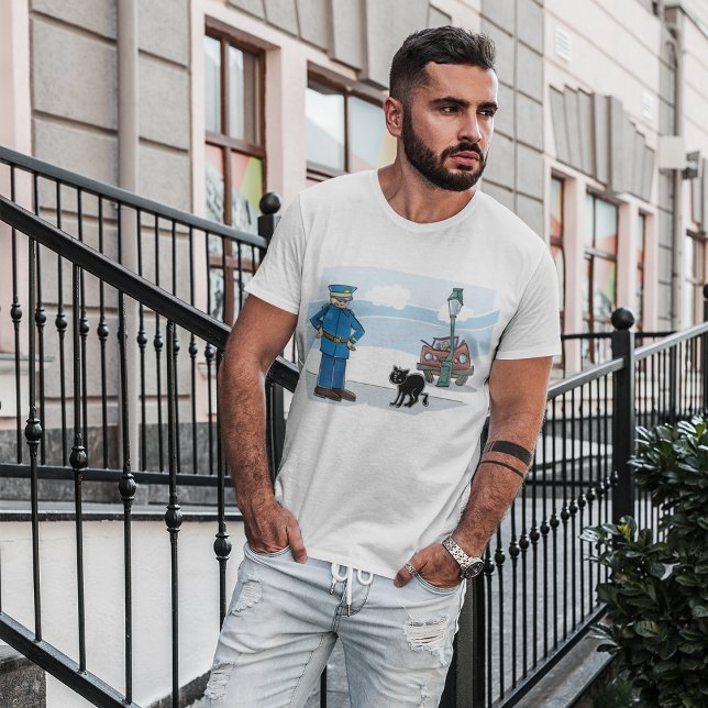 Bad Luck Black Cat Policeman and Accident T-Shirt (Creator Uploaded)