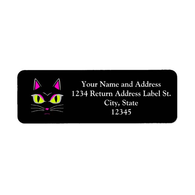 Bad Mad Black Kitty Cat Halloween Label (Front)