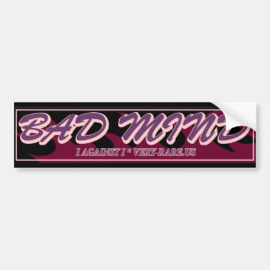 Bad Mind Flaming Bumper Sticker - Black/Purple