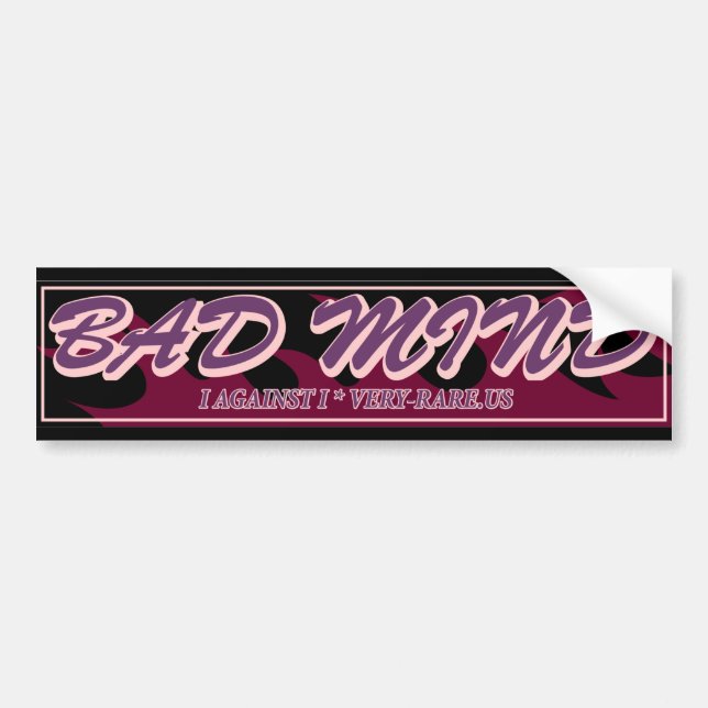 Bad Mind Flaming Bumper Sticker - Black/Purple (Front)