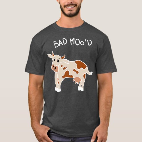 Bad Mood Cow White T_Shirt