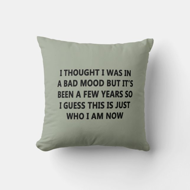Bad Mood Throw Pillow (Front)