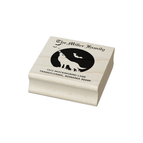 Bad Moon Wood Art Return Address Rubber Stamp