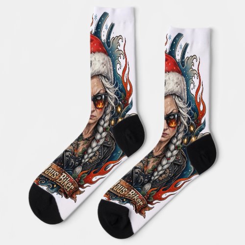 Bad Mrs Claus Biker Socks | Biker Wife Badass