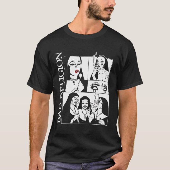 Bad Nuns Religion Smoking T-Shirt (Front)