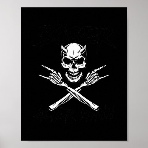 Bad old man skull with horns  poster