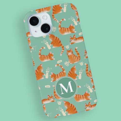 Bad Orange Tabby Cats Knocking Stuff Over Pattern iPhone 15 Case