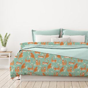 Bad Orange Tabby Cats Knocking Stuff Over Pattern Duvet Cover