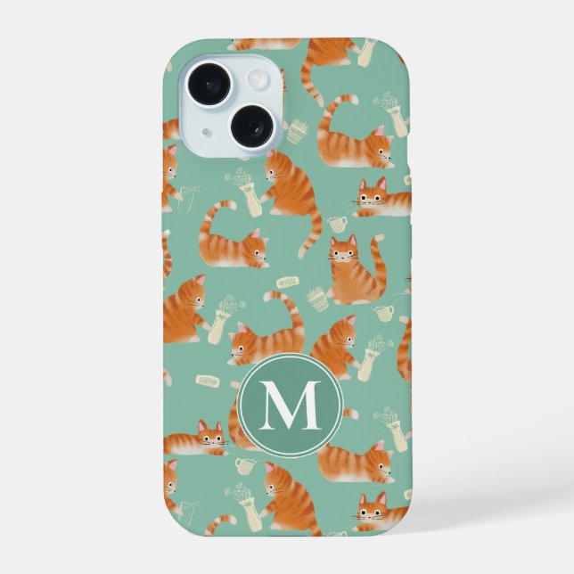 Bad Orange Tabby Cats Knocking Stuff Over Pattern Iphone Case (Back)
