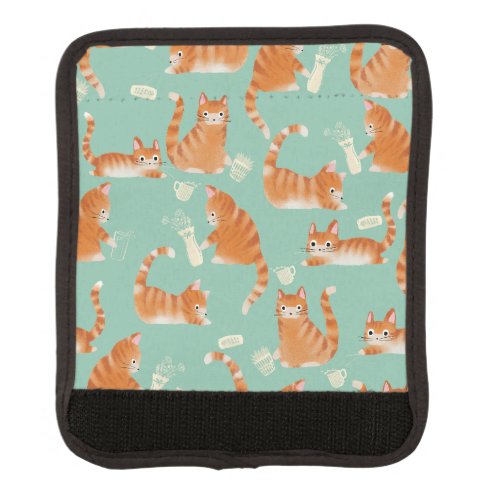 Bad Orange Tabby Cats Knocking Stuff Over Pattern Luggage Handle Wrap