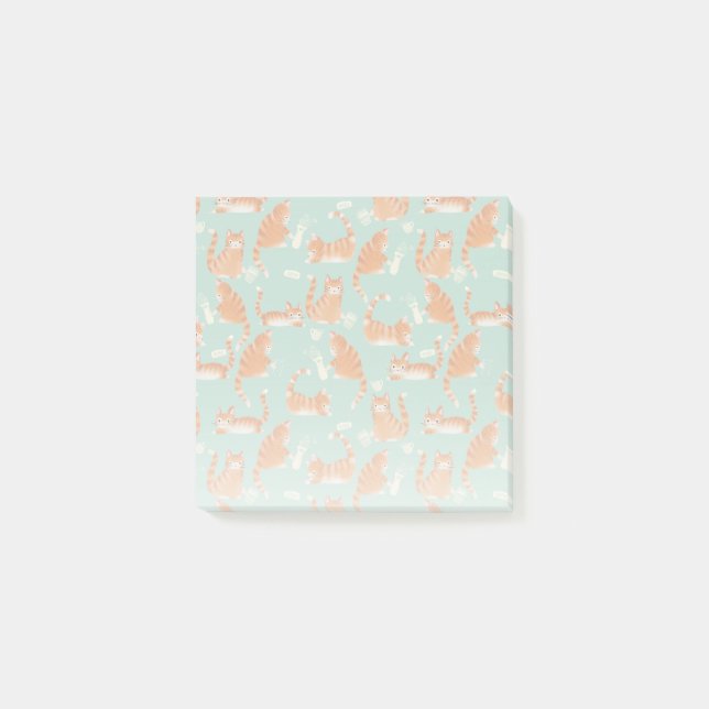 Bad Orange Tabby Cats Knocking Stuff Over Pattern Post-it Notes (Front)