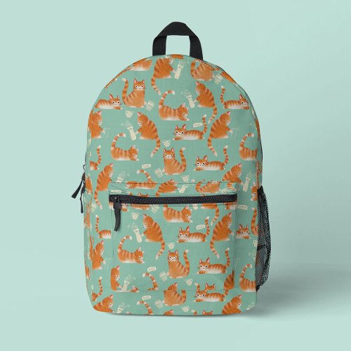 Bad Orange Tabby Cats Knocking Stuff Over Pattern Printed Backpack