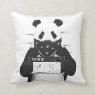 Bad panda throw pillow