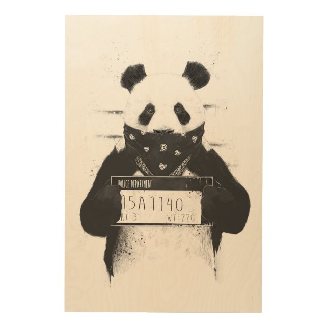 Bad panda wood wall art (Front)
