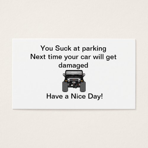 bad parking business cards