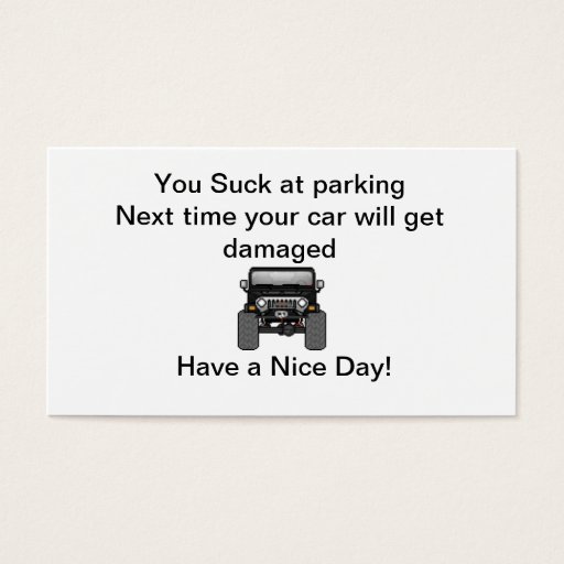 Customizable bad parking business cards