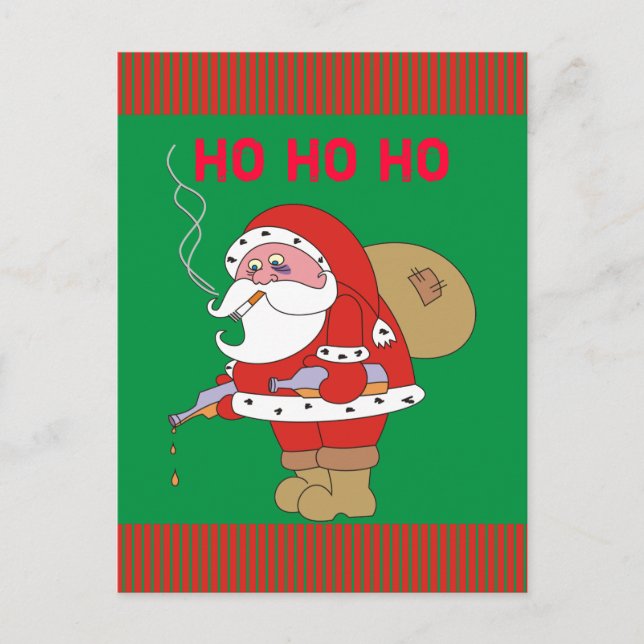 Bad Santa Claus Funny Christmas Postcard (Front)