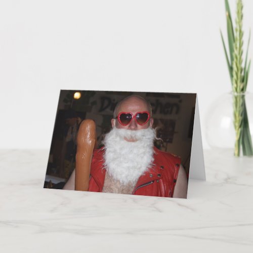 bad santa claus holiday card