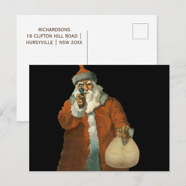 Bad Santa Claus Holiday Postcard (Front/Back)