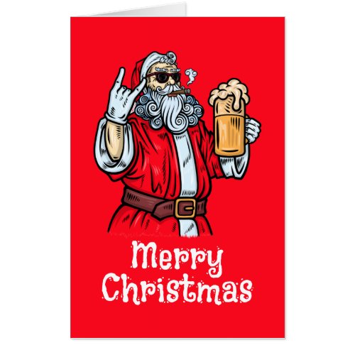 Bad Santa Claus Rock Beer and Cigar Card