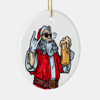 Bad Santa Claus Rock Beer And Cigar Christmas Beer Lovers Ornament