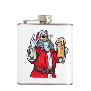 Bad Santa Claus, Rock, Beer and Cigar Flask