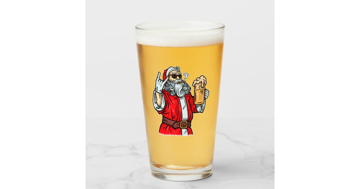 Bad Santa Claus Rock Beer And Cigar Christmas Beer Lovers Ornament