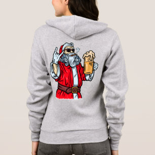 Bad Santa Claus, Rock, Beer and Cigar Hoodie