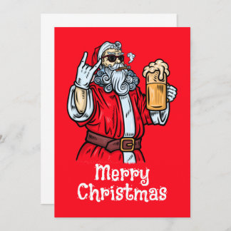 Bad Santa Claus, Rock, Beer and Cigar Invitation