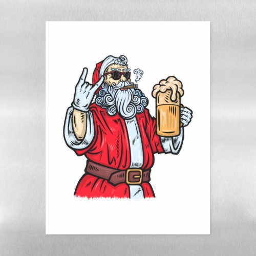 Bad Santa Claus Rock Beer and Cigar Magnetic Dry Erase Sheet