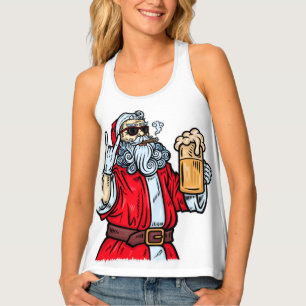 Bad Santa Claus, Rock, Beer and Cigar Tank Top