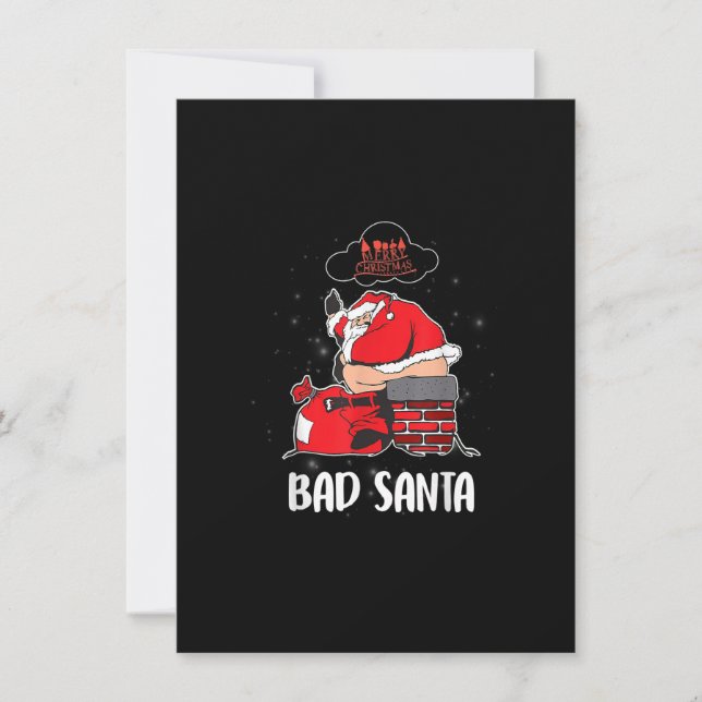 Bad Santa Funny Santa Xmas Christmas Pajamas Famil Invitation (Front)