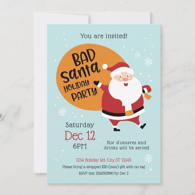 Bad Santa Holiday Party Invitation (Front)