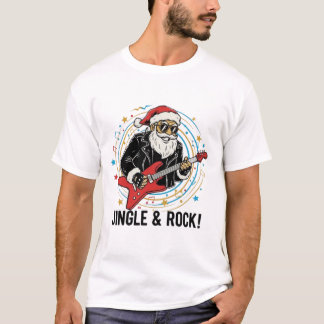 Bad Santa Rock and Roll Christmas Holiday Shirt