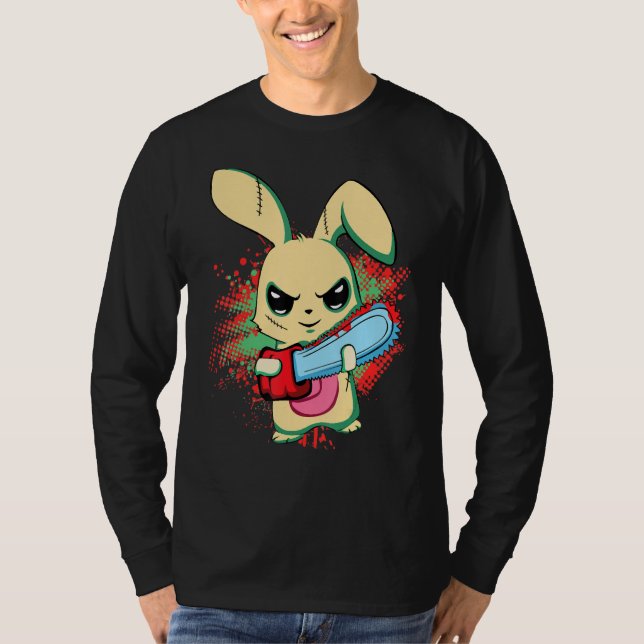 Bad Scary Saw Evil Bunny, Happy Easter Sunday Horr T-Shirt (Front)