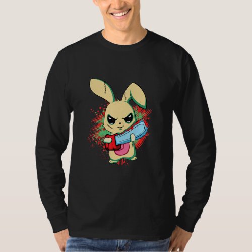 Bad Scary Saw Evil Bunny Happy Easter Sunday Horr T_Shirt