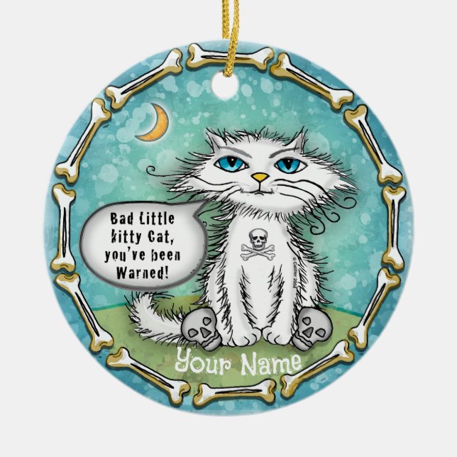 Bad Scraggles Cat  Ceramic Ornament (Front)