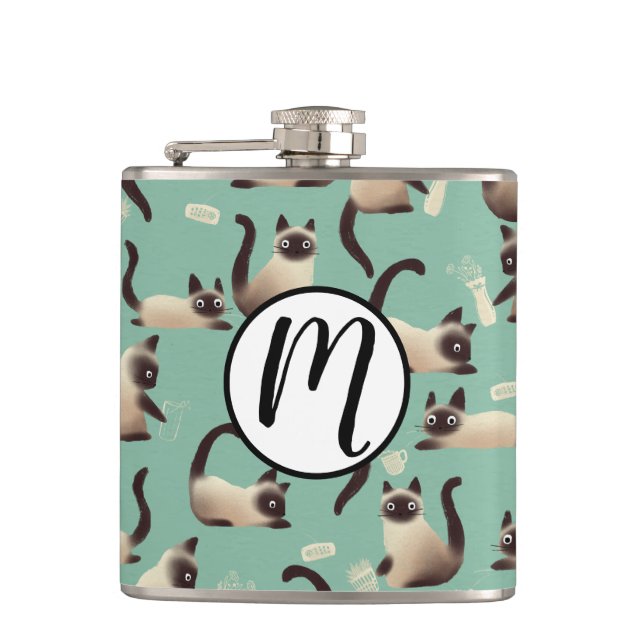 Bad Siamese Cats Knocking Stuff Over Flask (Front)