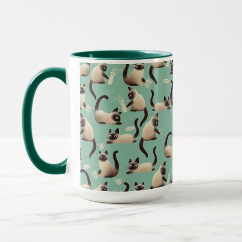 Bad Siamese Cats Knocking Stuff Over Mug