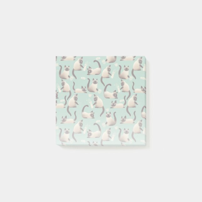 Bad Siamese Cats Knocking Stuff Over Post-it Notes (Front)