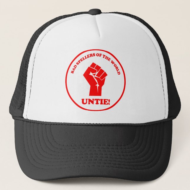 Bad spellers of the world unite seal trucker hat (Front)