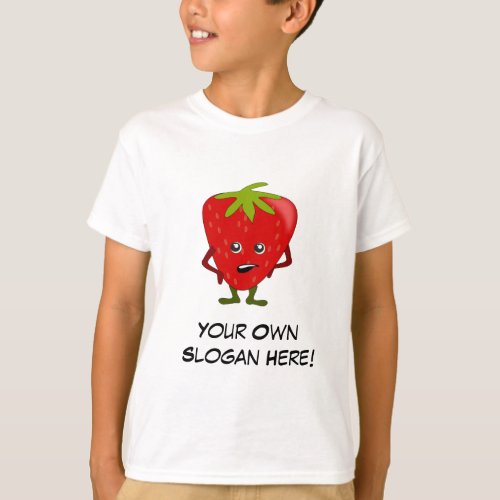 Bad Strawberry with Customizable Slogan T_Shirt
