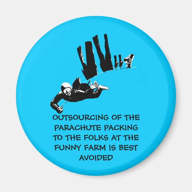 Bad taste but funny skydiving magnet (Front)