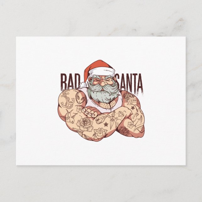 Bad Tattoo Santa Postcard (Front)