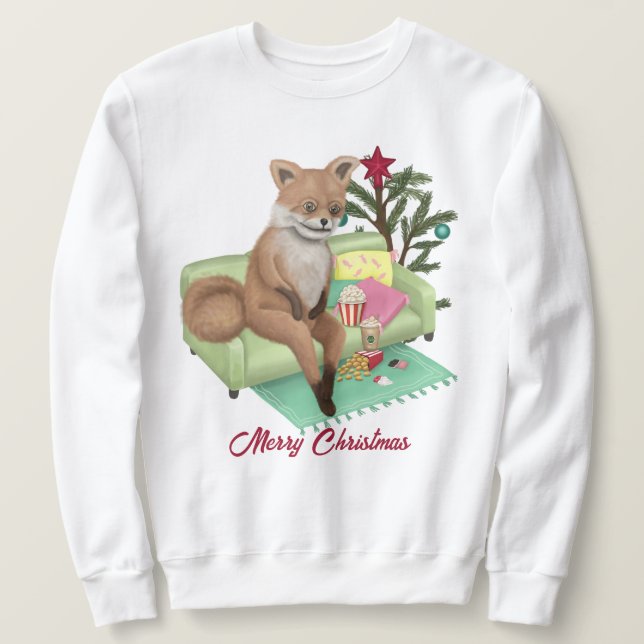 Bad Taxidermy Fox Christmas T-Shirt Sweatshirt (Design Front)